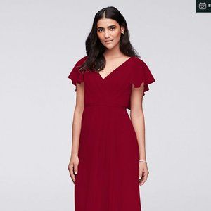 Brand New Flutter Sleeve Chiffon Bridesmaid Dress